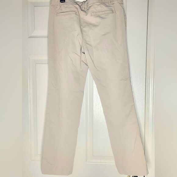 Banana Republic 8P TheLoganFit Full Length Cream Pockets Cotton Zip Women Pants - Picture 7 of 9